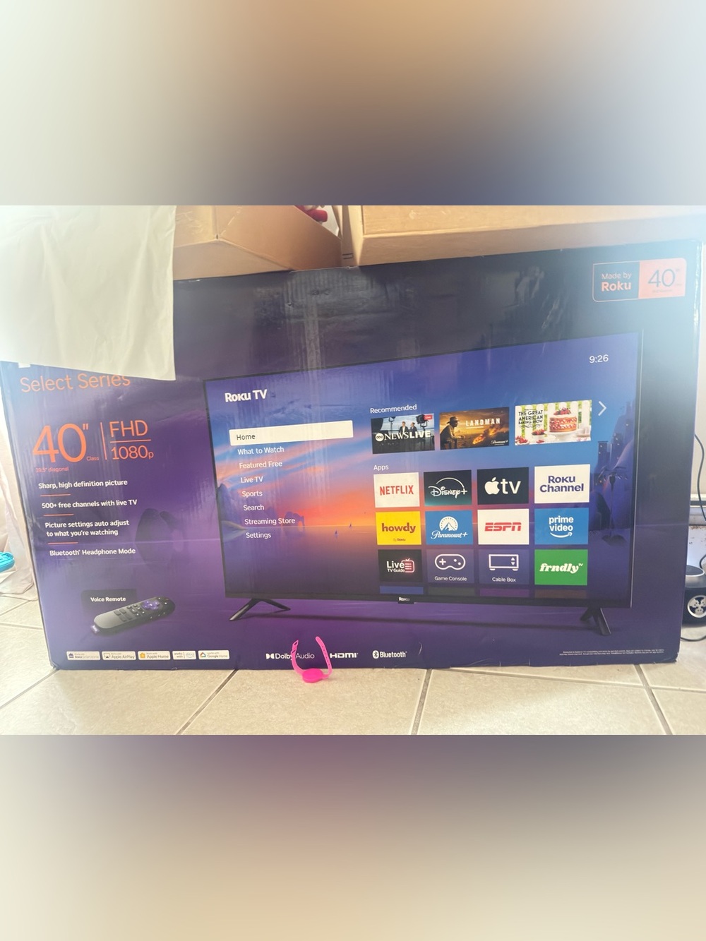 New sealed, Roku 40" Smart TV - Black and Purple Display